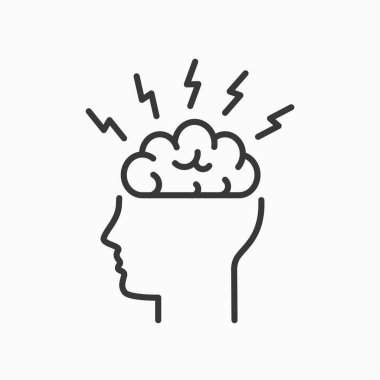 Beyaz arkaplanda stres ana hatları simgesi. Düzenlenebilir felç. Vektör illüstrasyonu.