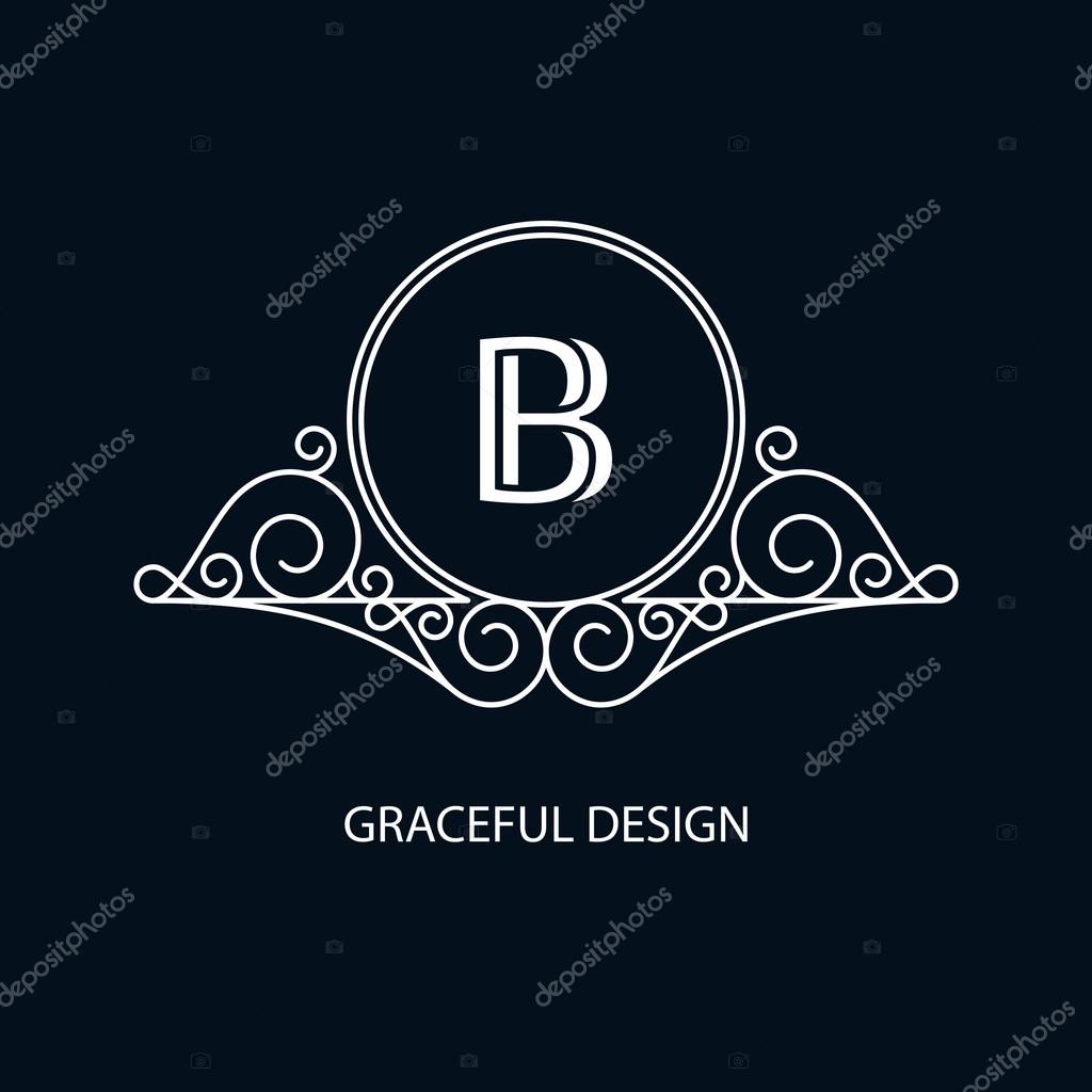 Decorative monogram. Design element with space for text. Vector illustration.