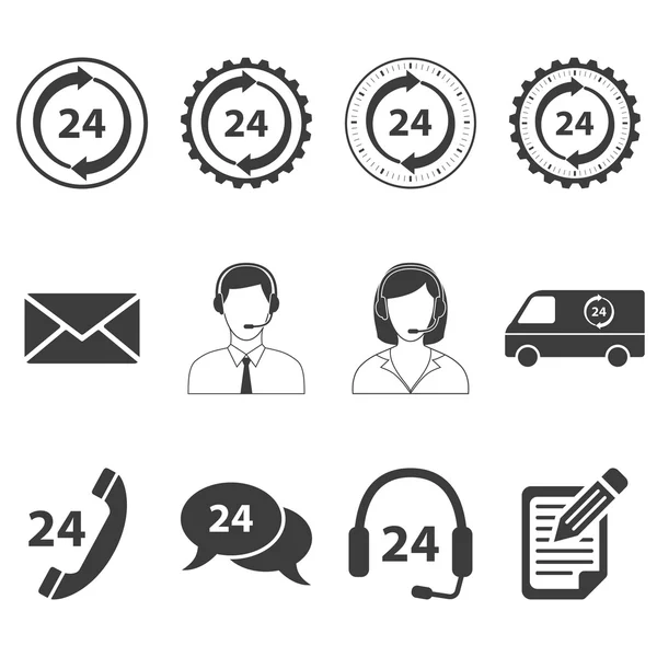 24 saat hizmet Icons Set