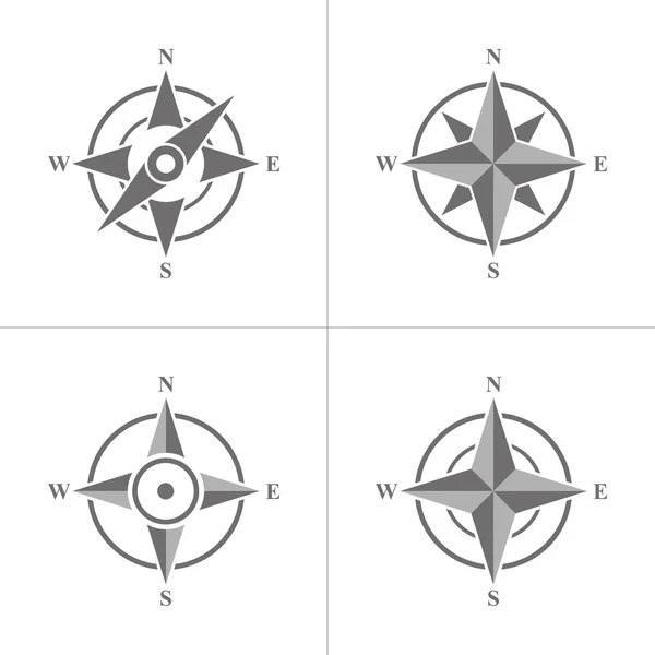 Ensemble d'icône de boussole simple — Image vectorielle