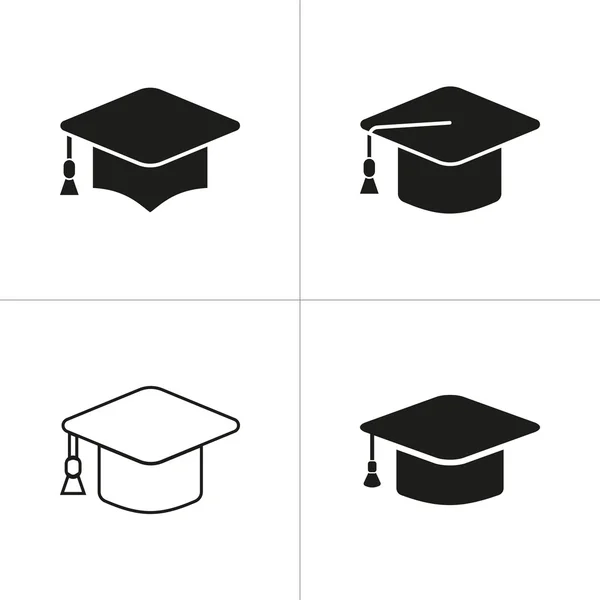 Conjunto de icono de tapa de graduación simple — Vector de stock