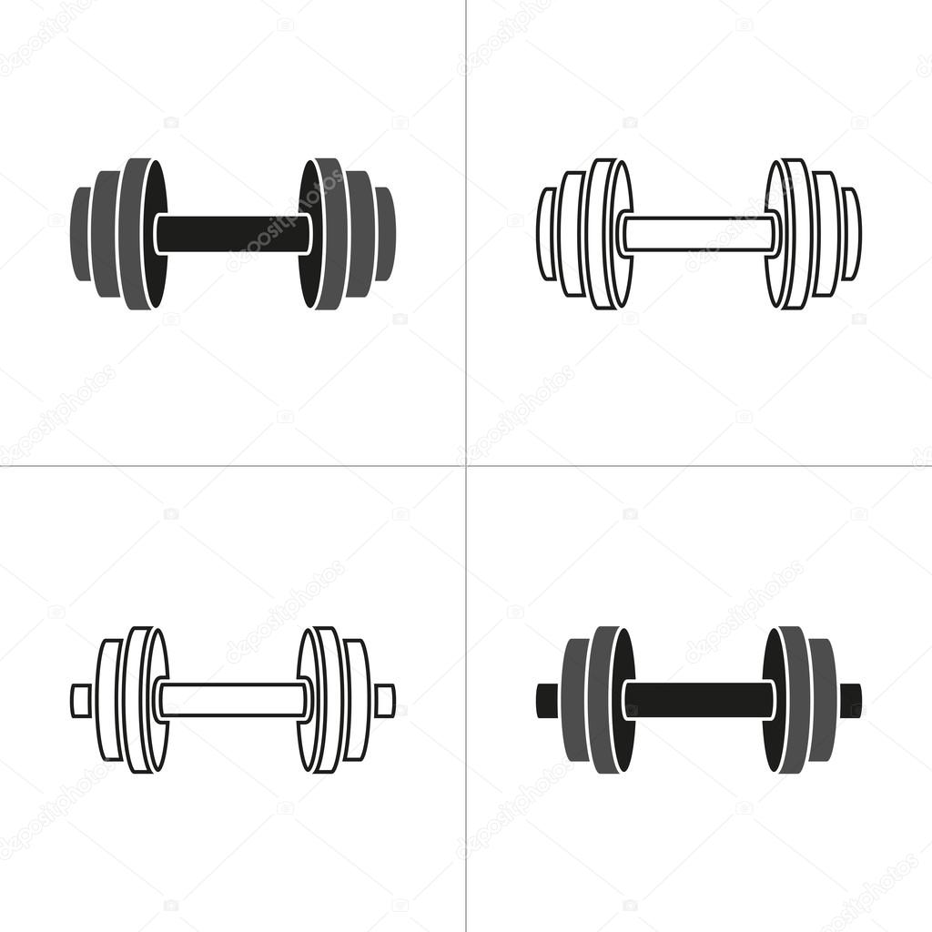 Set of simple dumbbell icon