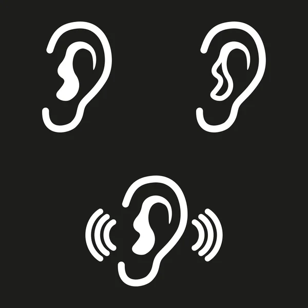 Conjunto de iconos de oído . — Archivo Imágenes Vectoriales
