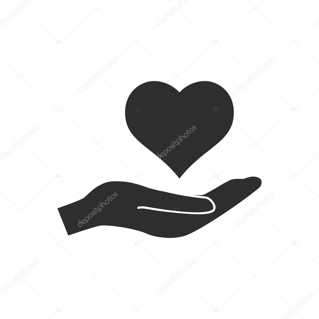Heart in hand- vector icon.