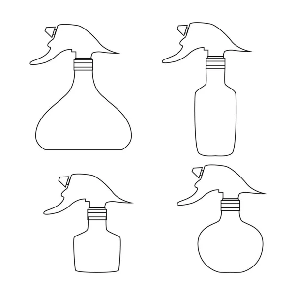 Set Con Botella Spray Diferente Herramienta Peluquería Contorno Icono Vector — Vector de stock