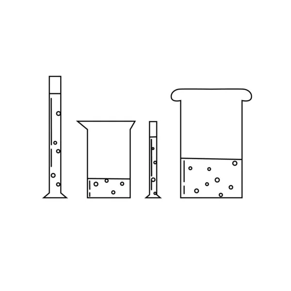 Set Mit Medizinischen Laborgeräten Becher Soleted Vektor Outline Illustration — Stockvektor