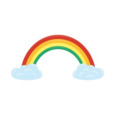Rainbow with clouds. Element for St. Patrick s Day. Cartoon vector illustration for pub invitation, t-shirt design, cards or decor