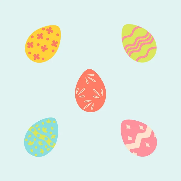 Conjunto Huevos Pascua Perfecto Para Decoración Vacaciones Tarjetas Felicitación Scrapbooking — Vector de stock
