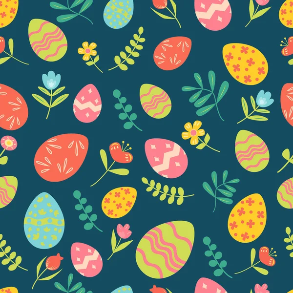 Pascua Jardín Primavera Patrón Floral Sin Costuras Con Diferentes Flores — Vector de stock