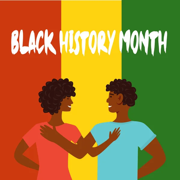 非裔美国人历史或黑人历史月 每年二月在美国和加拿大举行庆祝活动 种族主义的社会问题 黑人的权利 平面矢量图解 — 图库矢量图片