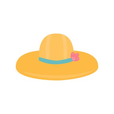 Hasır şapka. Bahçıvanlık, yaz tatili, plaj özniteliği. Düz vektör izole çizimi