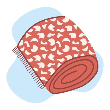 Güzel eşarp tasarımı, kırmızı renkli illüstrasyon şalı. Beyaz arka planda izole edilmiş vektör illüstrasyonu..