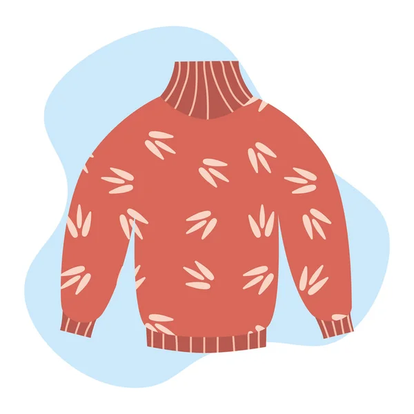Векторная Иллюстрация Теплого Зимнего Осеннего Шерстяного Свитера Модный Плоский Элемент — стоковый вектор