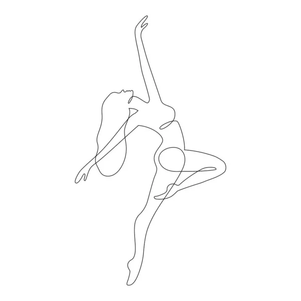 Mujer Bailarina Abstracta Retrato Línea Continua Libertad Símbolo Felicidad Ilustración — Archivo Imágenes Vectoriales