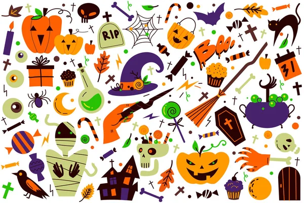 Jogo de doodle de Halloween —  Vetores de Stock