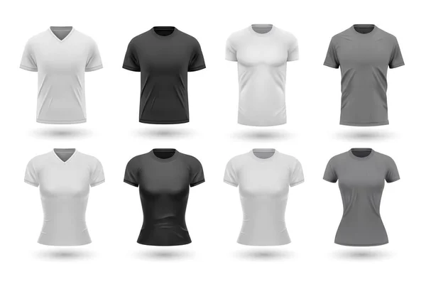 Realistic male female shirt mockups set collelction — Stock Vector