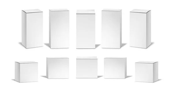 Coleção de conjuntos de caixas brancas realista — Vetor de Stock