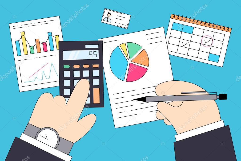 Finance, marketing and tax counting system concept