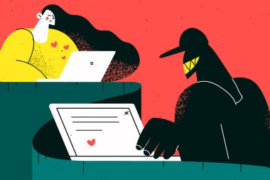 Çevrimiçi dolandırıcılık, internet çöpçatanlığı konsepti