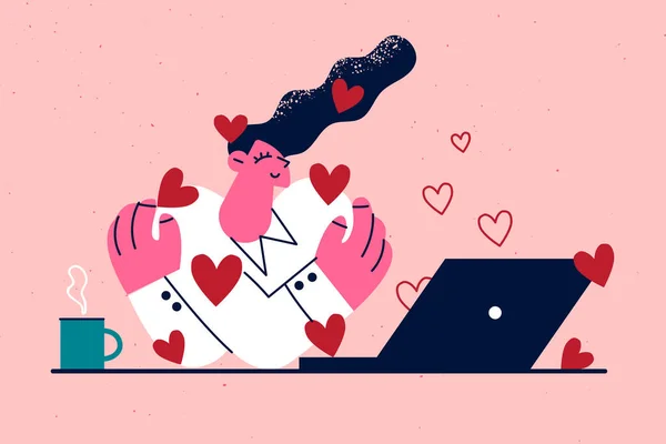 Онлайн знайомства, кохання, концепція романтики — стоковий вектор