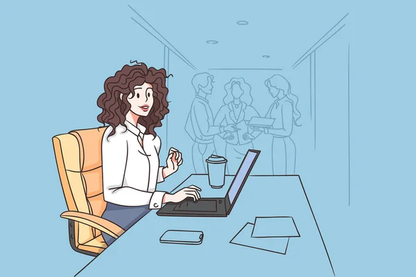 Trabalhando no escritório e conceito de mulher de negócios —  Vetores de Stock