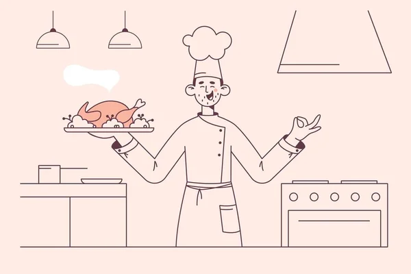 Lavorare come cuoco nel concetto di ristorante — Vettoriale Stock