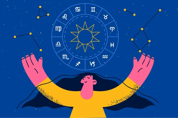 Concepto de símbolos de espiritualidad y astrología — Vector de stock