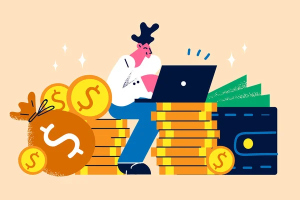 Earning money and work in internet concept — Stock Vector