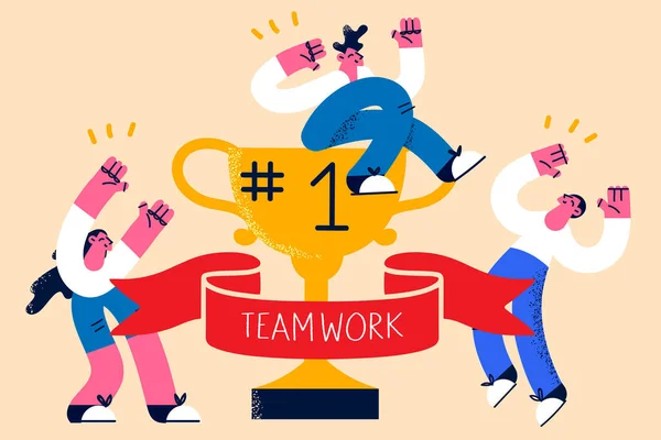 Travail d'équipe, succès commercial, concept de réussite. — Image vectorielle