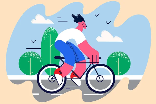 Bisiklete binmek ve yaz aktiviteleri konsepti — Stok Vektör