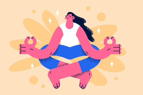 Praktizierende Meditation und gesundes Lebensstilkonzept — Stockvektor