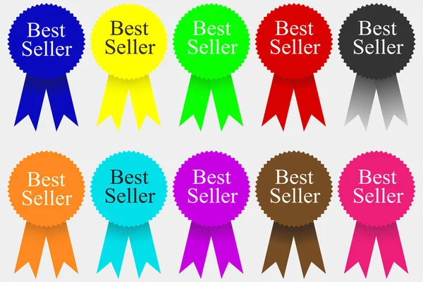 Meilleurs Vendeurs Multiples Couleurs Badges Icônes Vectorielles — Image vectorielle