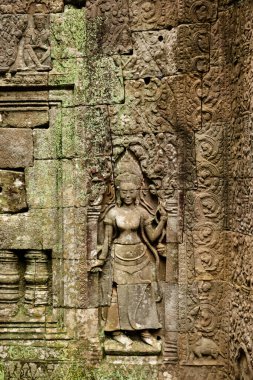 Siyam Reap, Siyam Reap / Kamboçya - 24 Ekim 2016: Görüntü Angkor Wat kompleks tapınağında. Kadın dansçıların detayları. Tapınakta geleneksel dans heykeli.