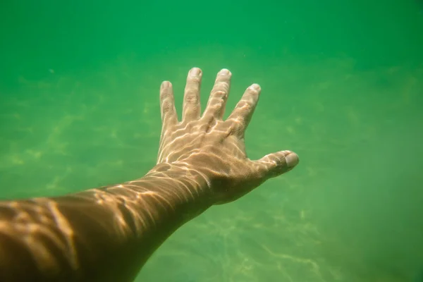 Imagem Braço Debaixo Água Fotografia Submarina — Fotografia de Stock