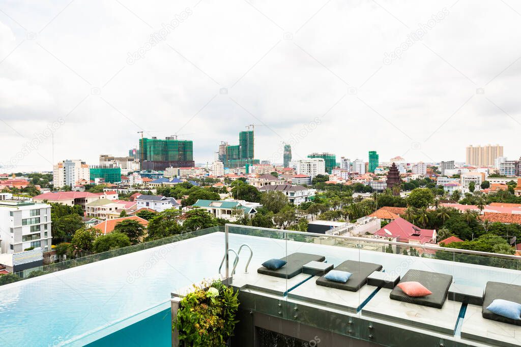 Image of Phnom Penh city. Rooftop with pool.