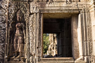 Siyam Reap, Siyam Reap / Kamboçya - 30 Eylül 2016: Görüntü Angkor Wat kompleks tapınağında. Bayon tapınağı, sütunlar ve koridorlar.