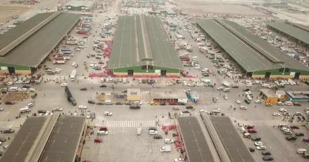 Vídeo Aéreo Con Dron Mercado Productor Mercado Mayorista Lima Terminal — Vídeos de Stock