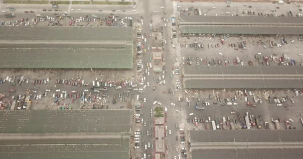 Vídeo Aéreo Con Dron Mercado Productor Mercado Mayorista Lima Terminal — Vídeo de stock