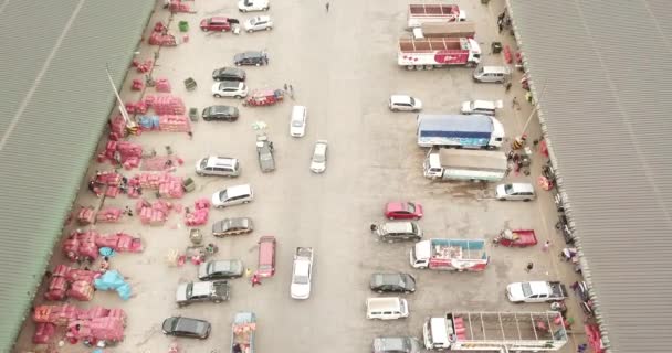 Vídeo Aéreo Con Dron Mercado Productor Mercado Mayorista Lima Terminal — Vídeos de Stock