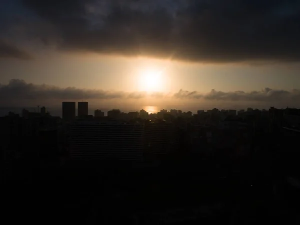 Bild Des Sonnenuntergangs Lima Peru Sonne Über Der Stadt Der — Stockfoto