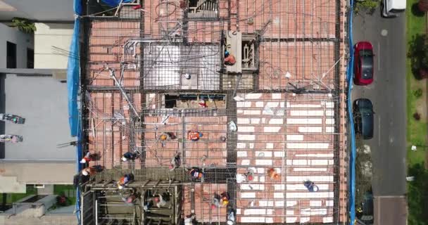 Video Von Bauarbeiten Lima Peru Dachkonstruktion Echte Staatliche Industrie Luftaufnahmen — Stockvideo