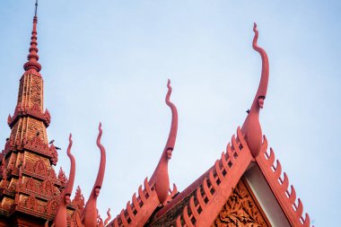 Çatı dekorasyonu resmi. Pagoda mimari detayı. Asya binası.