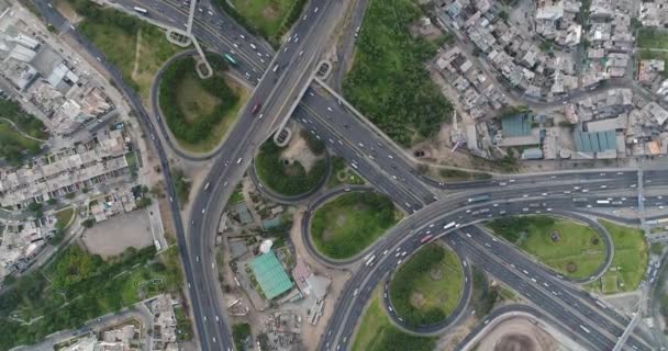 Luchtfoto Van Panamericana Highway Lima Peru Afbeelding Van Verkeersknooppunt Stad — Stockvideo