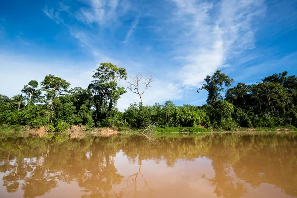 Imagen Río Selva Peruana Bosque Amazónico Durante Día Con Nubes — Foto de Stock