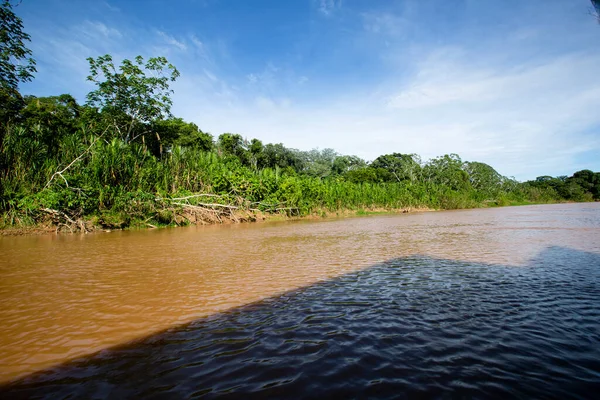 Imagem Rio Selva Peruana Floresta Amazônica Durante Dia Com Nuvens — Fotografia de Stock