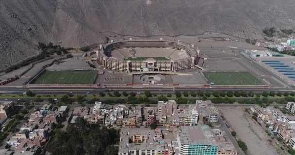 秘鲁利马 2021年4月17日 秘鲁利马纪念碑体育场的空中录像 秘鲁大学足球队 — 图库视频影像