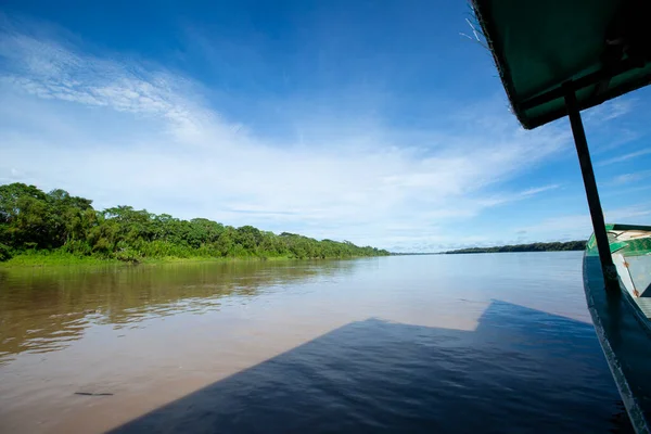 Imagen Selva Peruana Barco Río Selva Amazónica Modo Tradicional Transporte — Foto de Stock