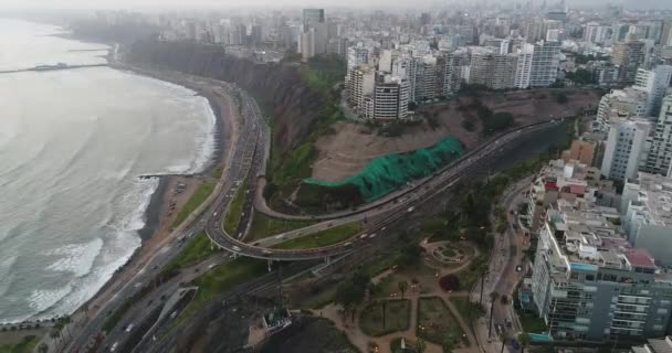 Vidéo Aérienne Hyperlape Réalisée Avec Drone Dessus Falaise Côtière Lima — Video