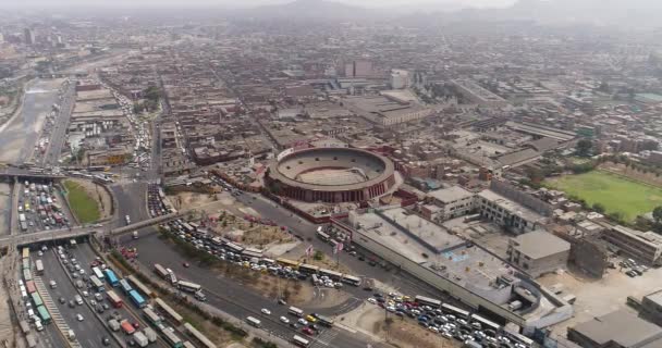 秘鲁利马 2021年5月7日 Acho斗牛士广场的空中视频 秘鲁利马是美国最古老的城市 利马市中心的录像 — 图库视频影像