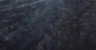 Urubamba, Cuzco 'daki Peru And Dağları' ndaki yangının videosu. Kurak mevsimde dağlarda yangın. Büyük duman bulutları.